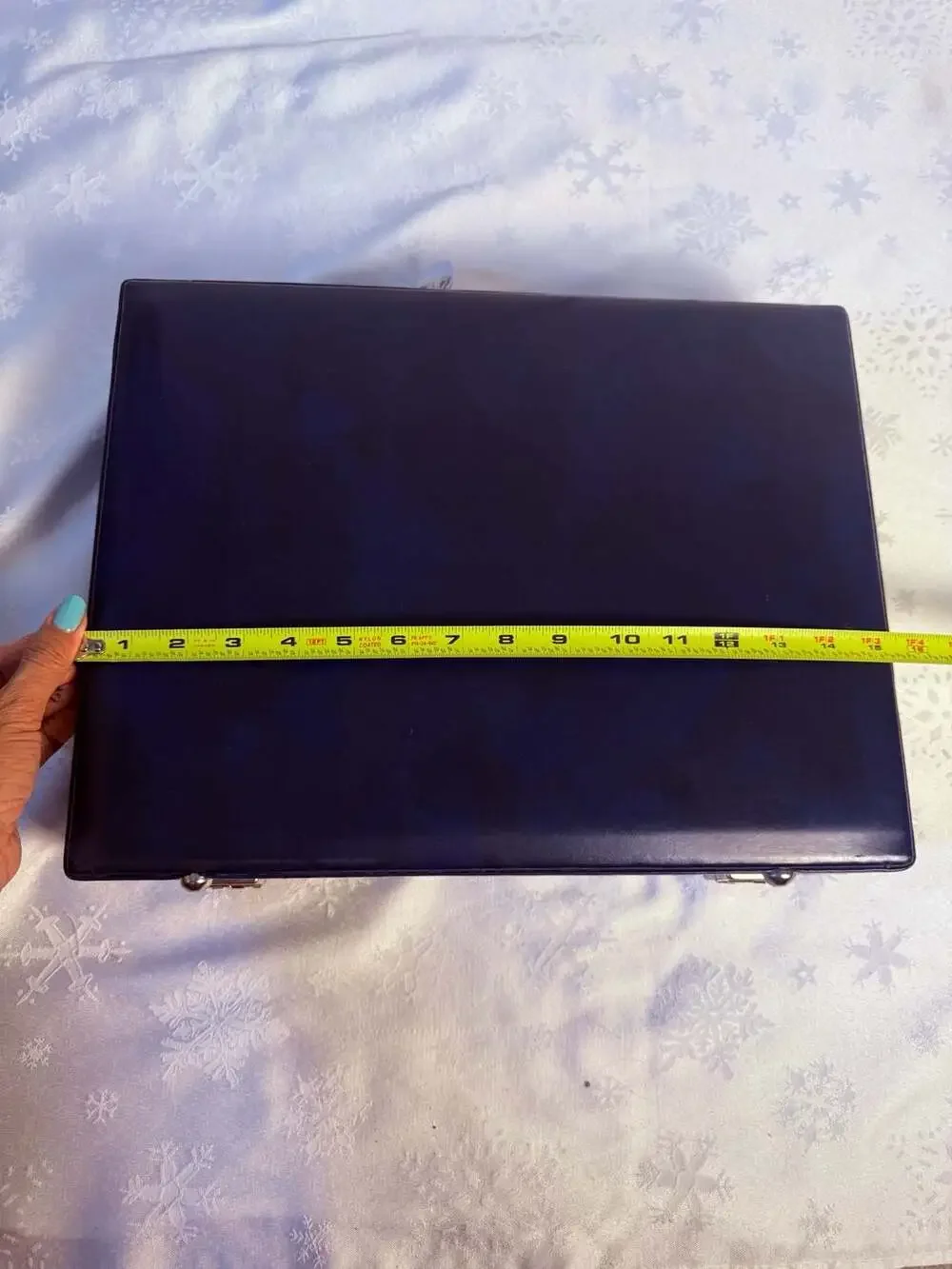 Vintage Navy Blue Hard Shell Attaché Briefcase Silver Lock Lawyer Office Y2K